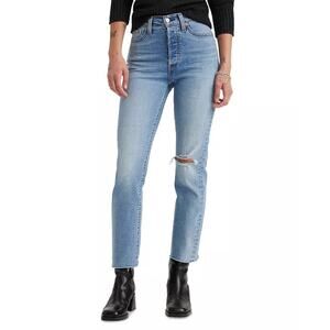 Levi's Wedgie Straight-Leg High Rise Cropped Jeans in Night Sight